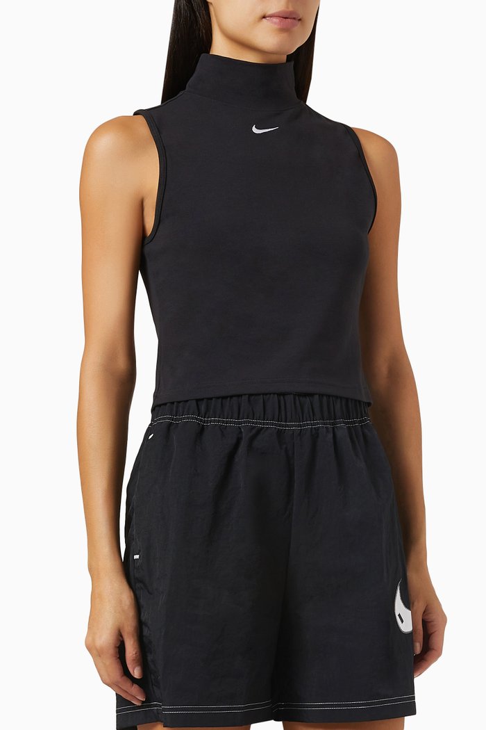 Sportswear Essentials Sleeveless Top in Stretch Cotton, Black