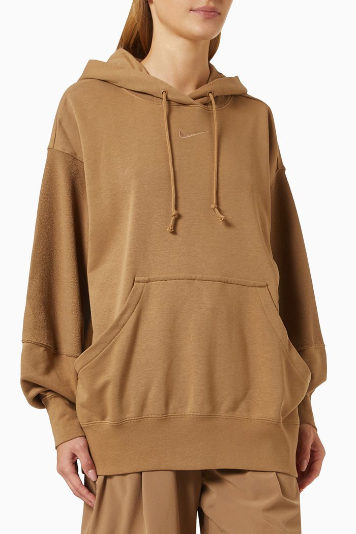 

Sportswear Oversized Hoodie in Fleece, Brown