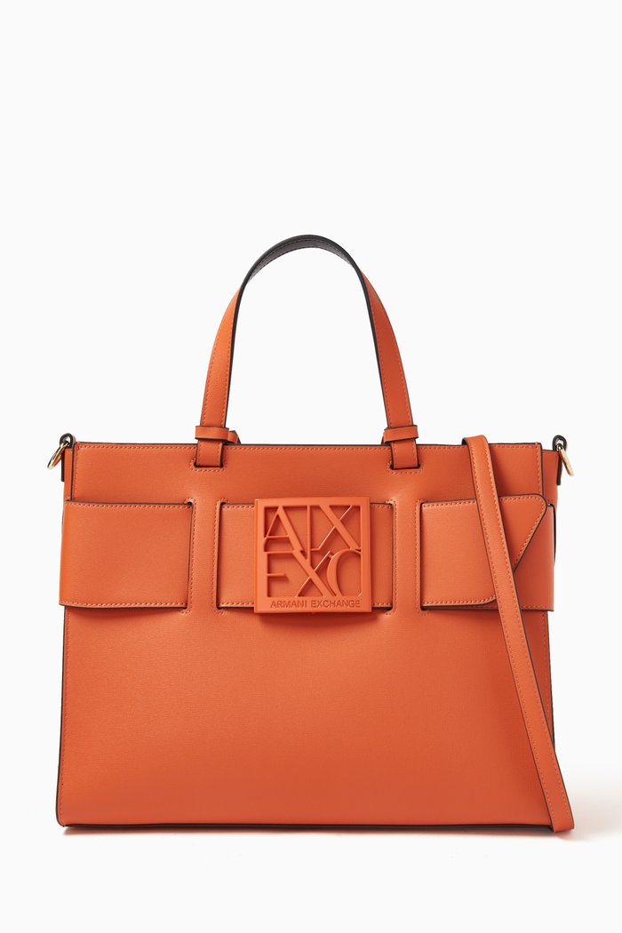

Logo Plaque Big Tote Bag in Faux Leather, Multicolour
