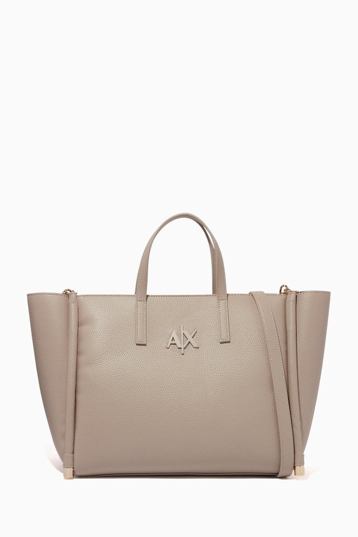 

Medium AX Logo Tote Bag in Faux-leather, Neutral