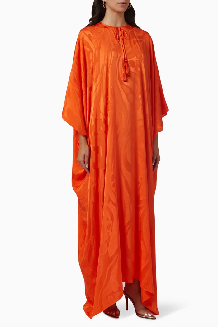 

Sauvage Pyschedelia Kaftan in Silk, Orange