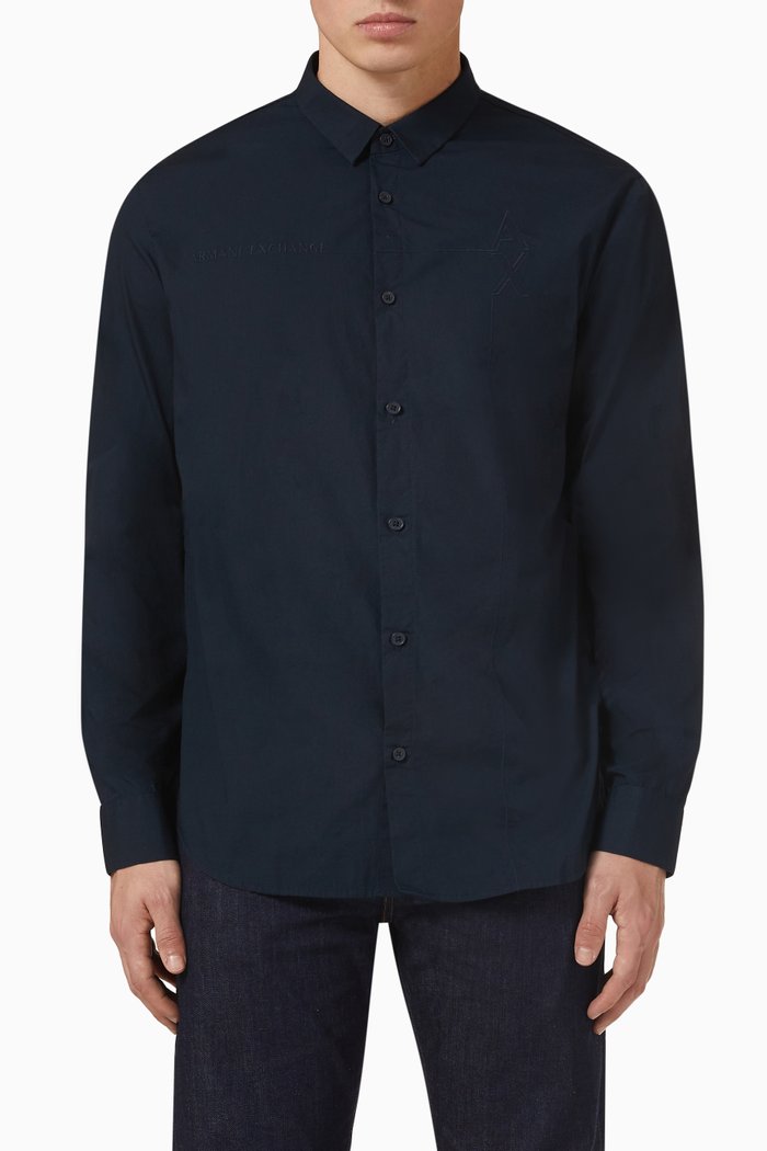 

Tonal Logo Casual Shirt, Blue