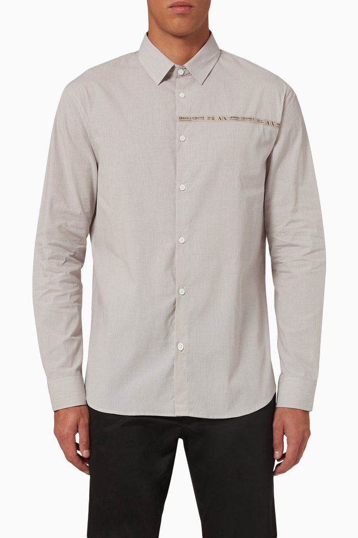 

Logo Stripe Shirt in Cotton, White