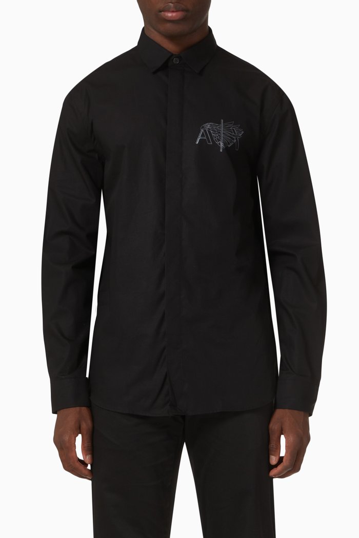 

Eagle Logo Shirt in Poplin, Black