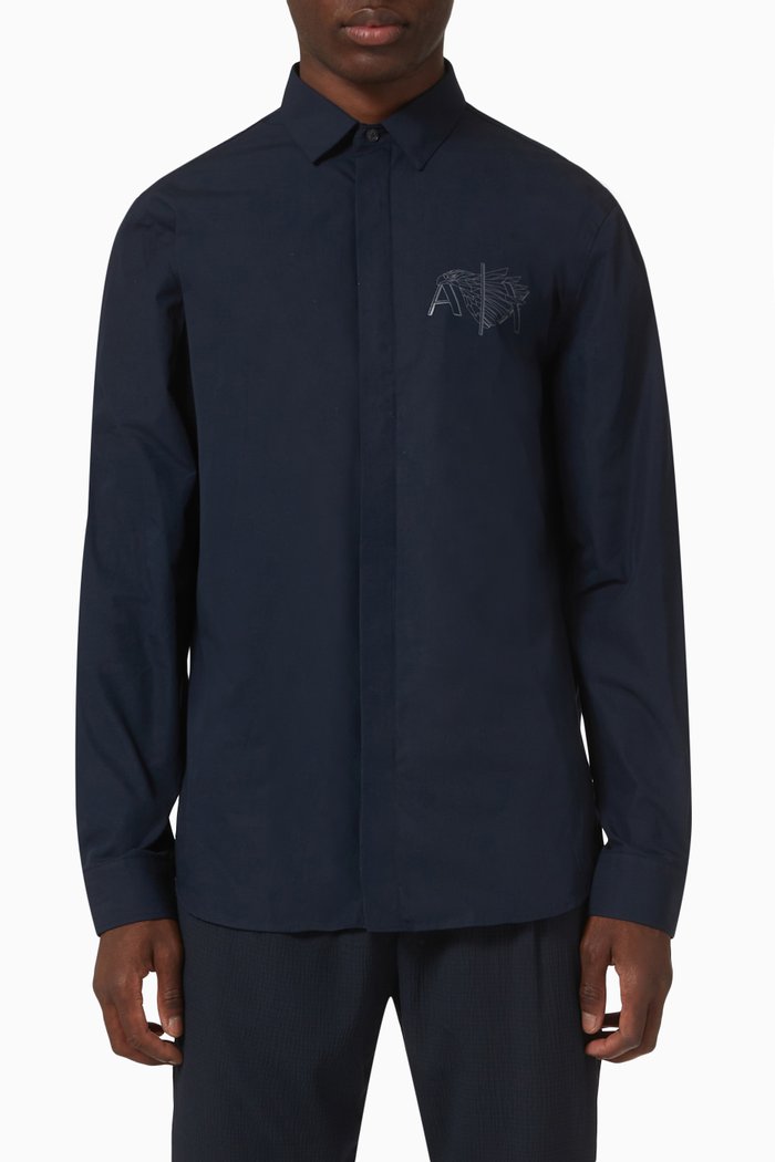

Eagle Logo Shirt in Poplin, Blue