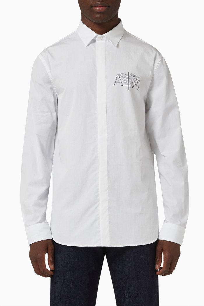 

Eagle Logo Shirt in Poplin, White