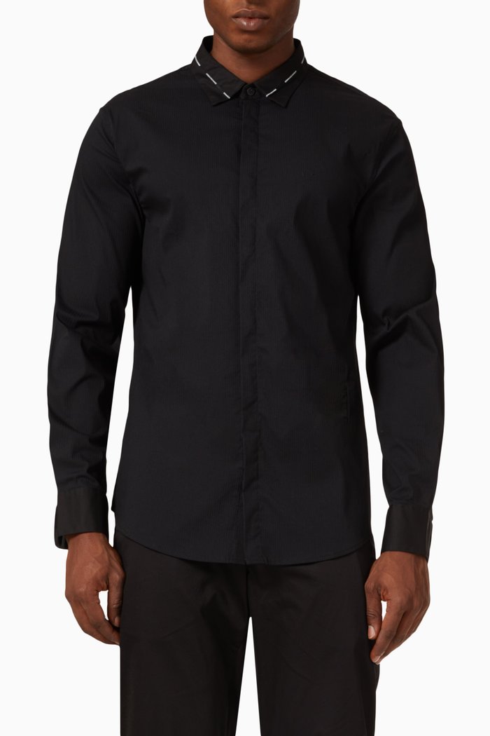 

Micro Logo Shirt in Cotton, Black