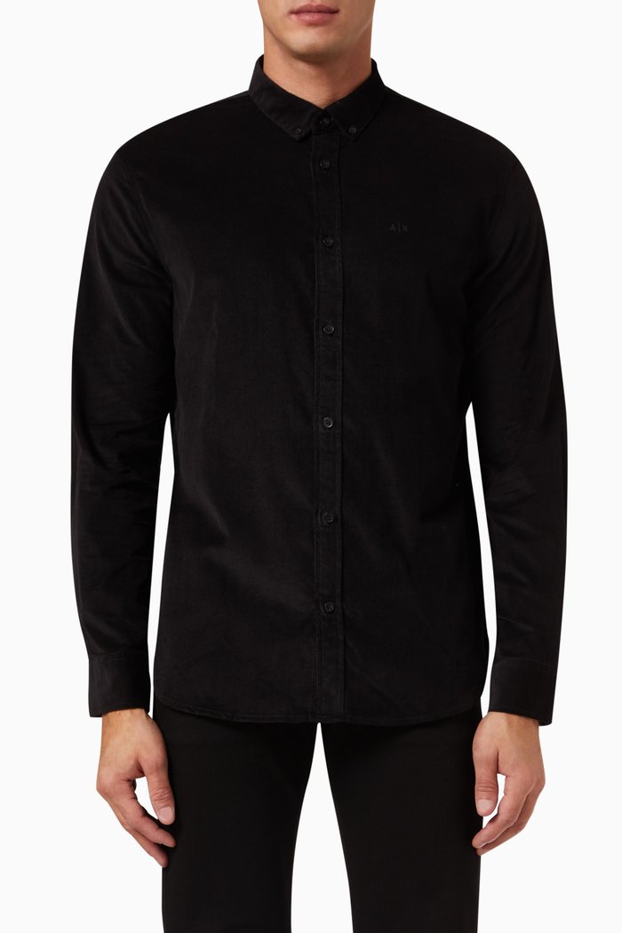 

Button-down Shirt in Cotton, Black