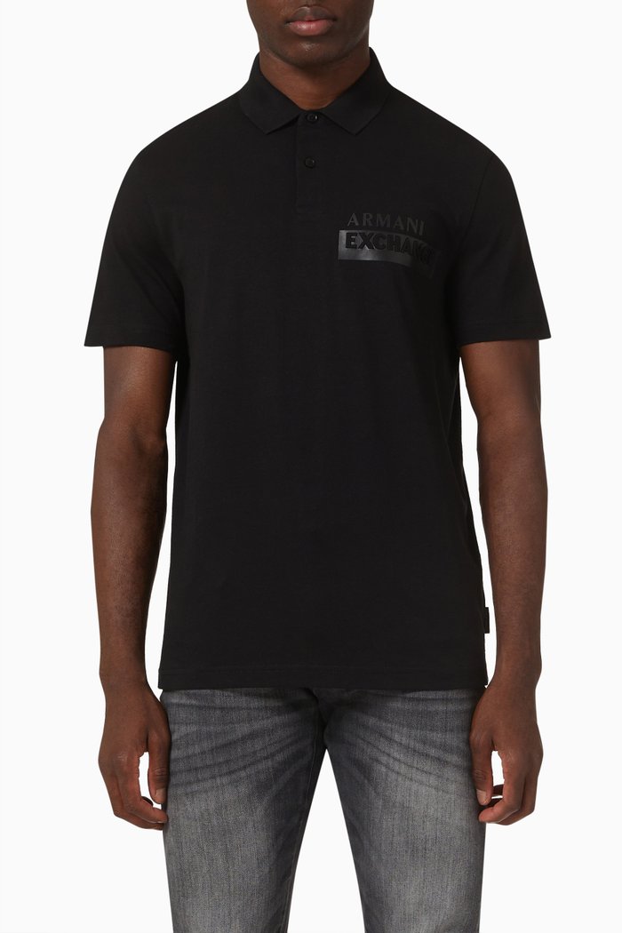 

Short Sleeve Polo Shirt in Cotton, Black