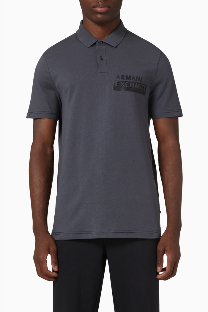 

Short Sleeve Polo Shirt in Cotton, Grey
