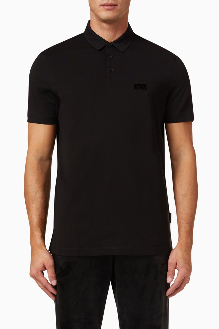 

Logo Polo Shirt in Cotton Piqué, Black