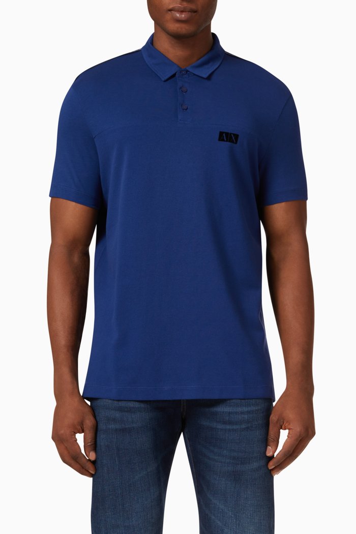 

Logo Polo Shirt in Cotton Piqué, Blue