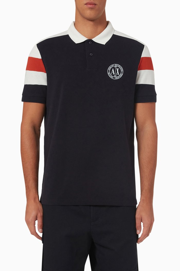 

Logo Stamp Polo Shirt in Cotton, Blue