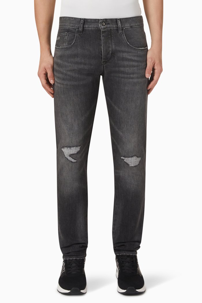 

J10 Distressed Skinny Fit Jeans in Denim, Grey
