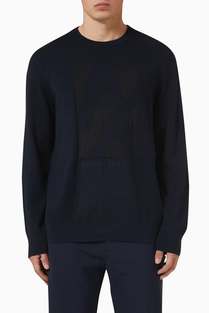 

Logo Long Sleeve Sweater, Blue