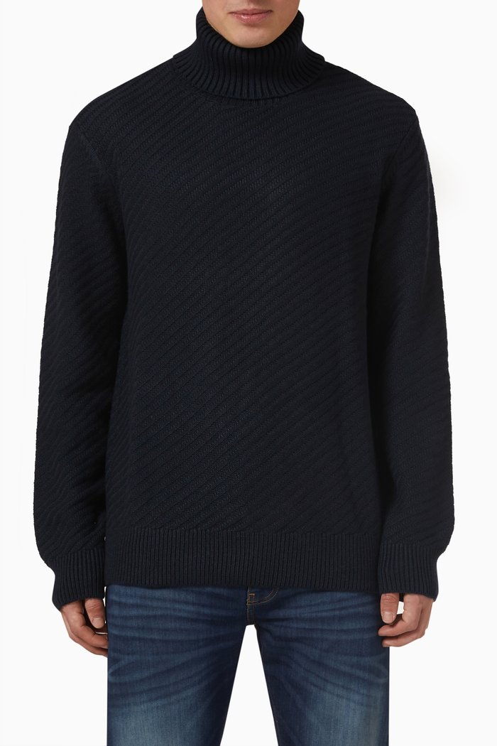

Turtleneck Sweater in Viscose-blend Knit, Blue