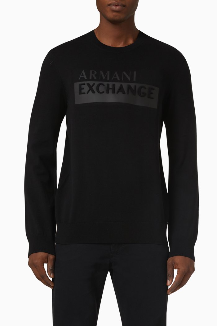 

Logo-detailed Sweater in Cotton-blend Knit, Black
