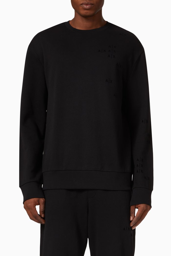 

Logo Print Sweatshirt in Fleece, Black