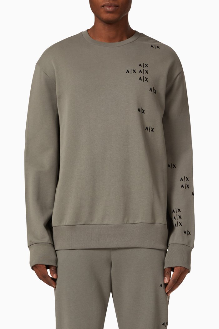 

Logo Print Sweatshirt in Fleece, Grey