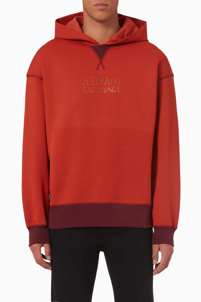 

Logo Printed Hoodie in Cotton, Orange