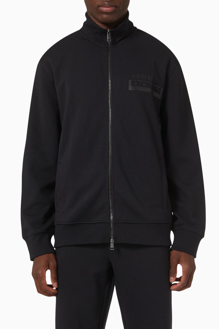 

Zip-up Sweatshirt in Fleece, Black