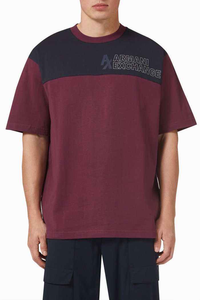 

Logo Colour-block T-shirt in Cotton-jersey, Red