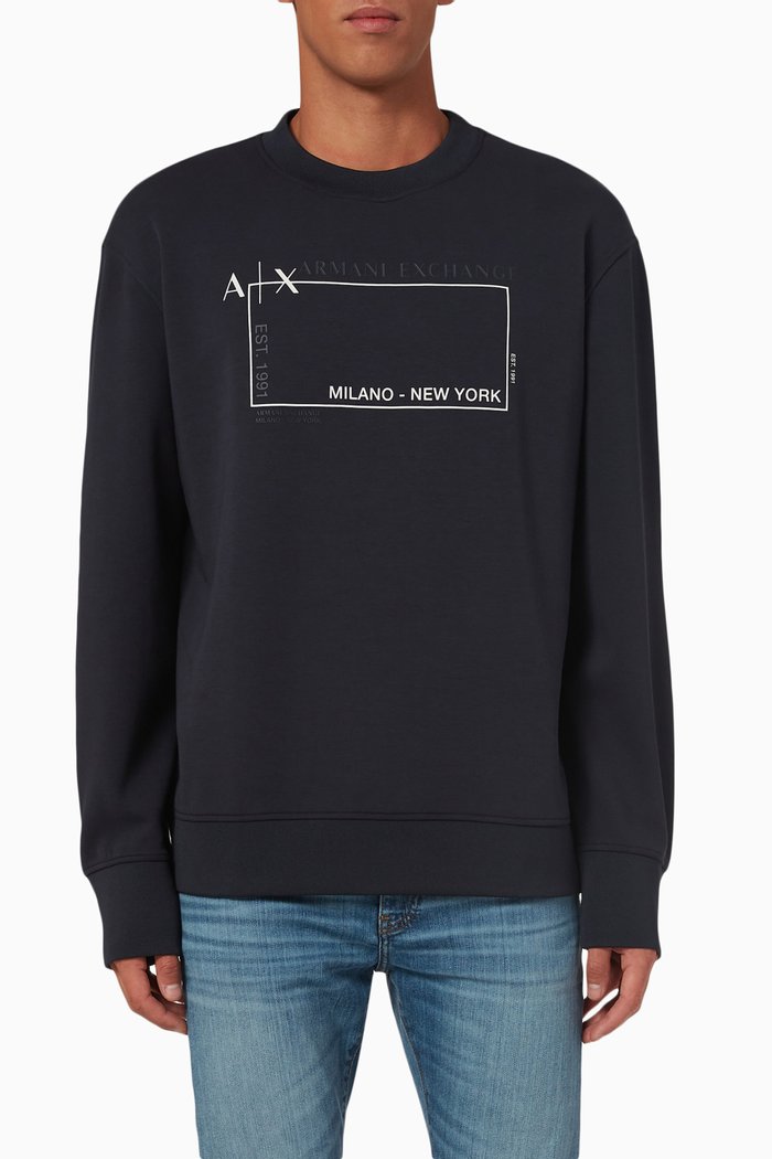 Logo Crewneck Sweatshirt in Cotton-blend, Blue