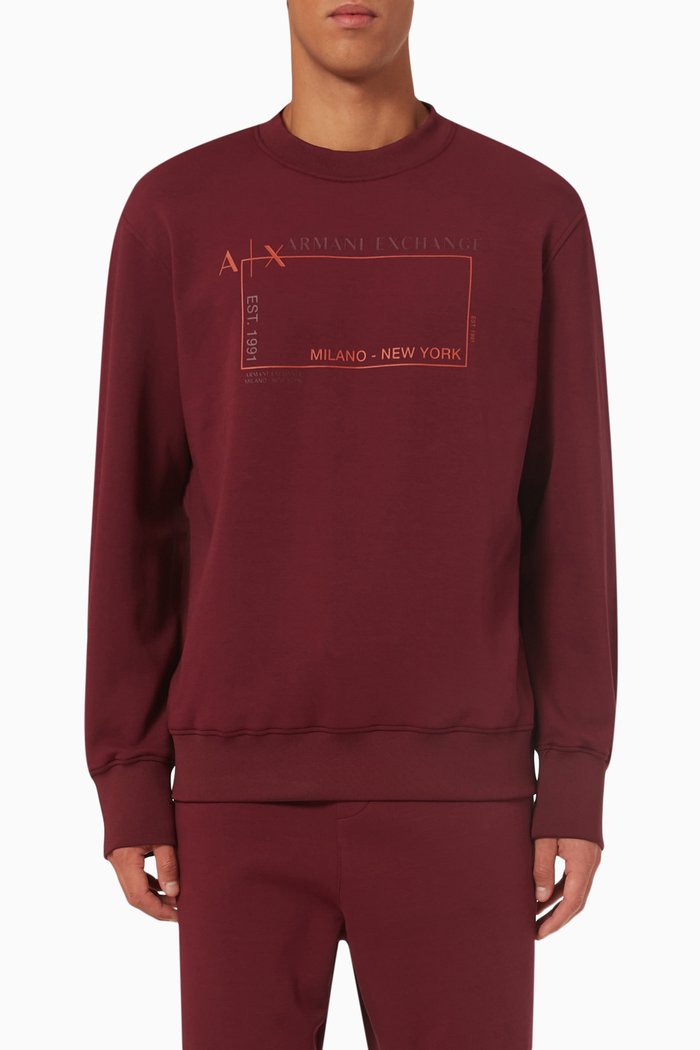 

Logo Crewneck Sweatshirt in Cotton-blend, Burgundy