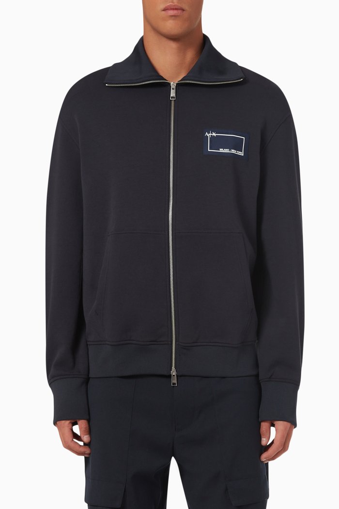 

Double Zipped Sweatshirt in Cotton-blend, Blue