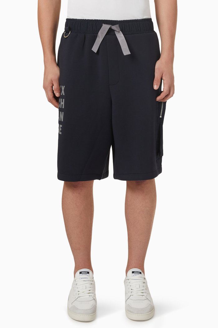Utility Pocket Logo-print Bermuda Shorts, Blue