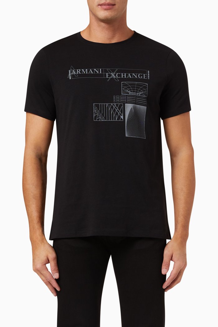 

Logo Print T-Shirt in Cotton, Black