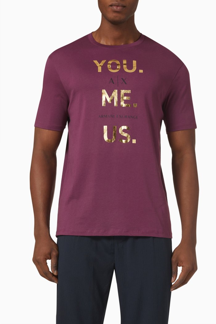 AX Logo T-shirt in Cotton, Burgundy