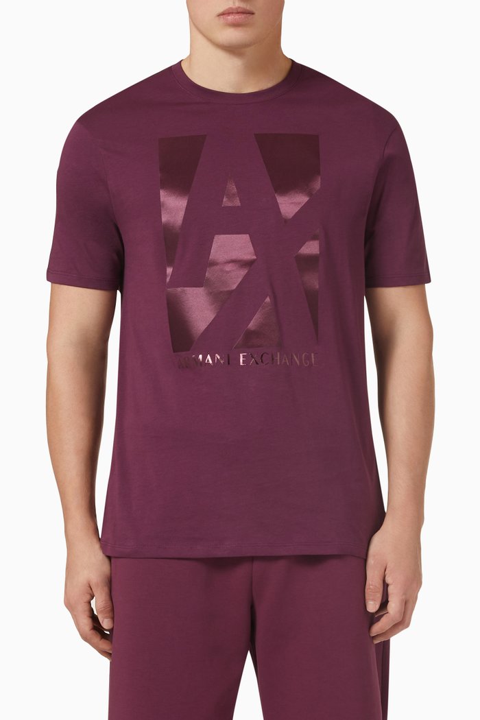

Logo Short Sleeve T-shirt in Cotton, Burgundy