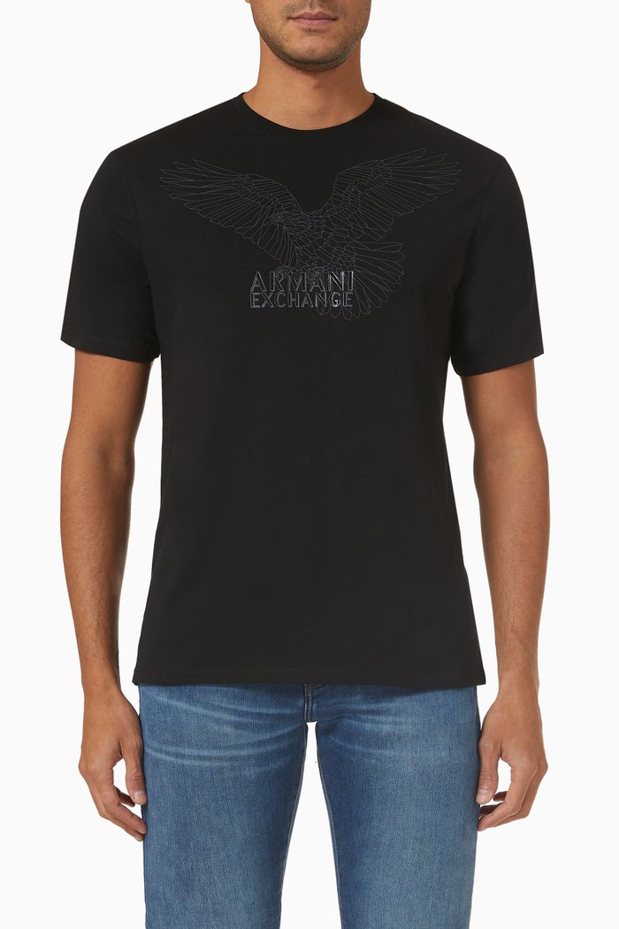 

Eagle Print T-shirt in Cotton, Black
