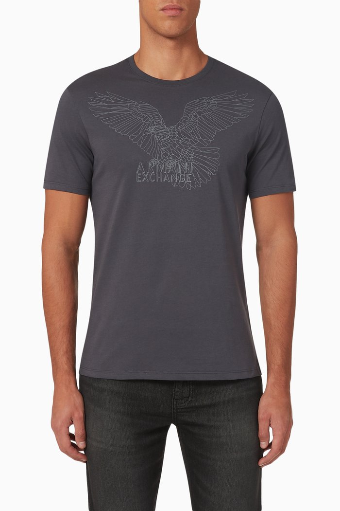 

Eagle Print T-shirt in Cotton, Grey