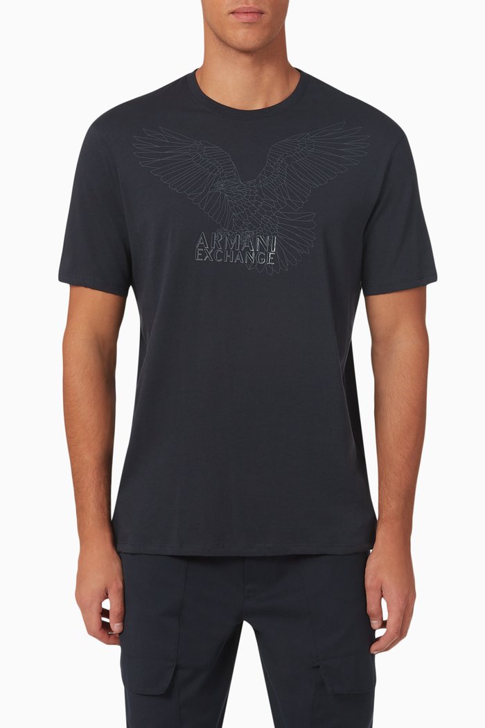 

Eagle Print T-shirt in Cotton, Blue
