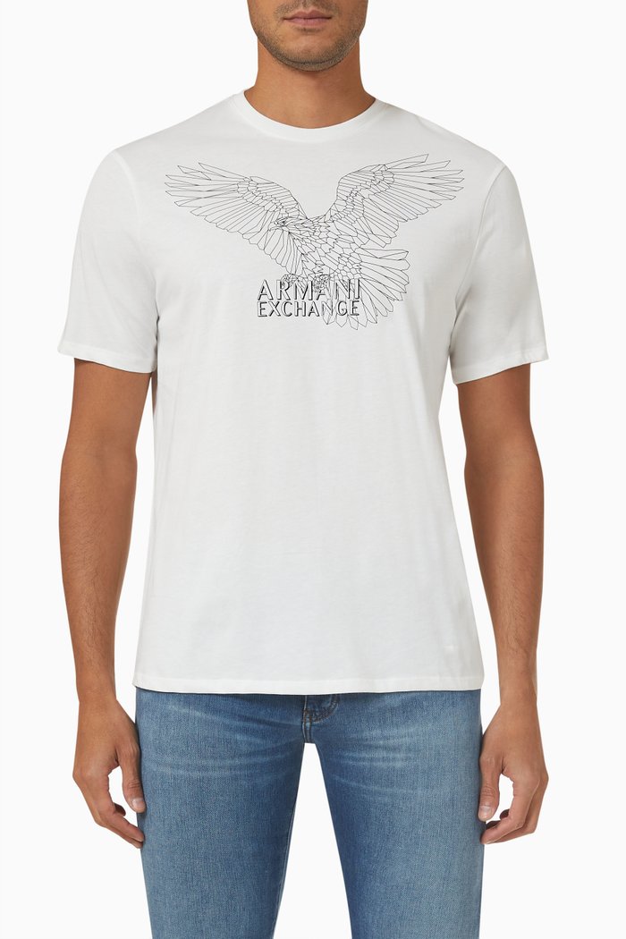 

Eagle Print T-shirt in Cotton, White