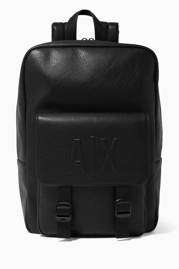 

Logo-embossed Backpack in PU, Black
