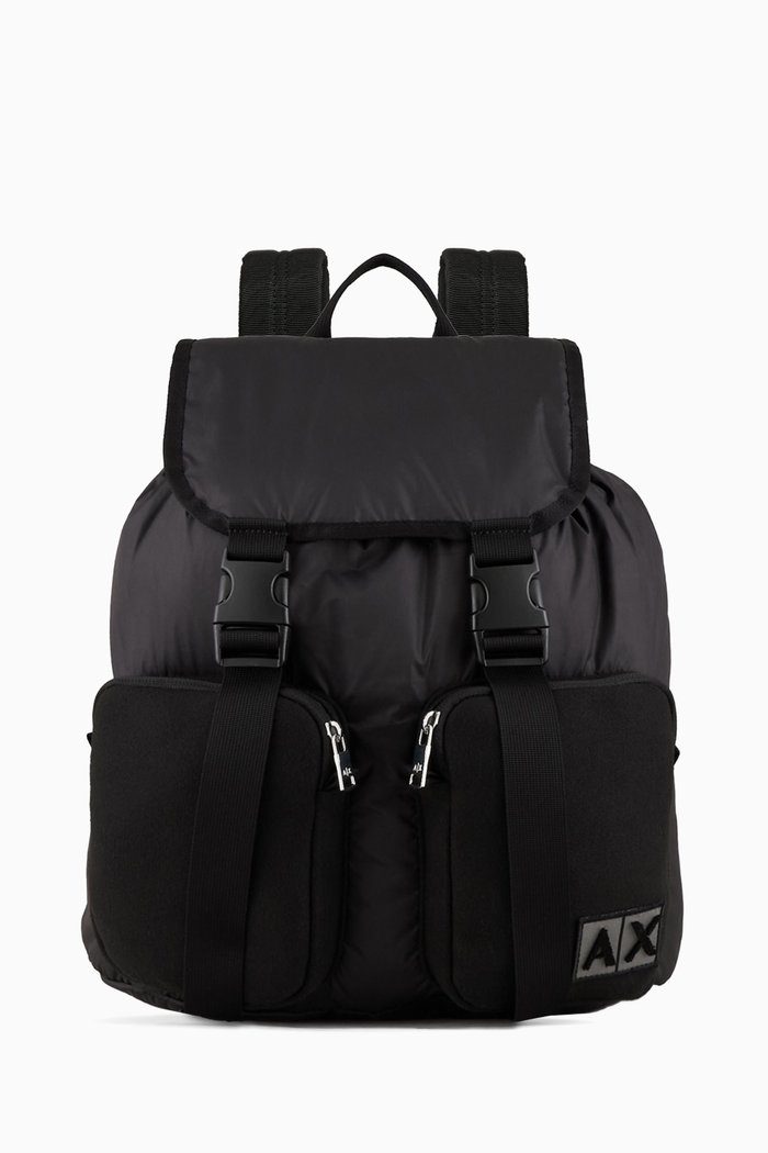 

Patch Logo Backpack in Technical Fabric, Black