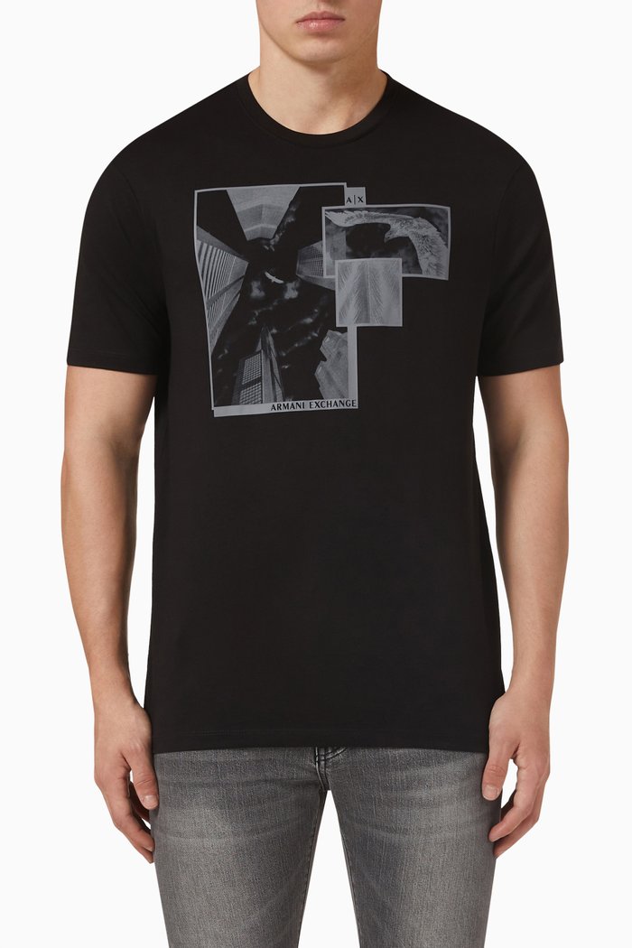 

Graphic Print T-shirt in Jersey, Black