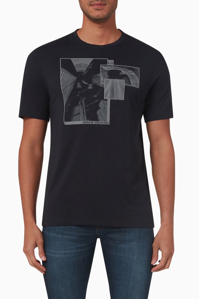

Eagle Cityscape Print T-shirt in Cotton, Blue
