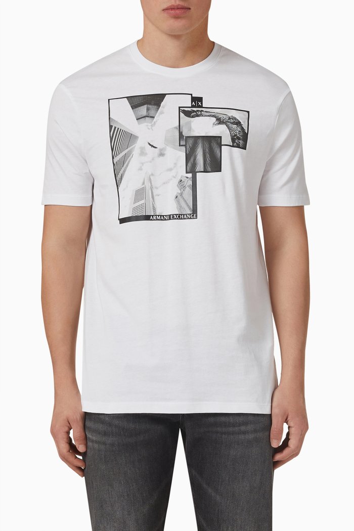 Graphic Print T-shirt in Jersey, White
