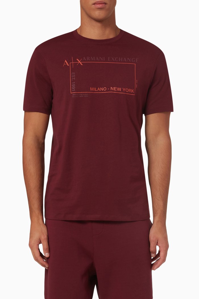 

Logo Printed T-shirt in Cotton, Burgundy