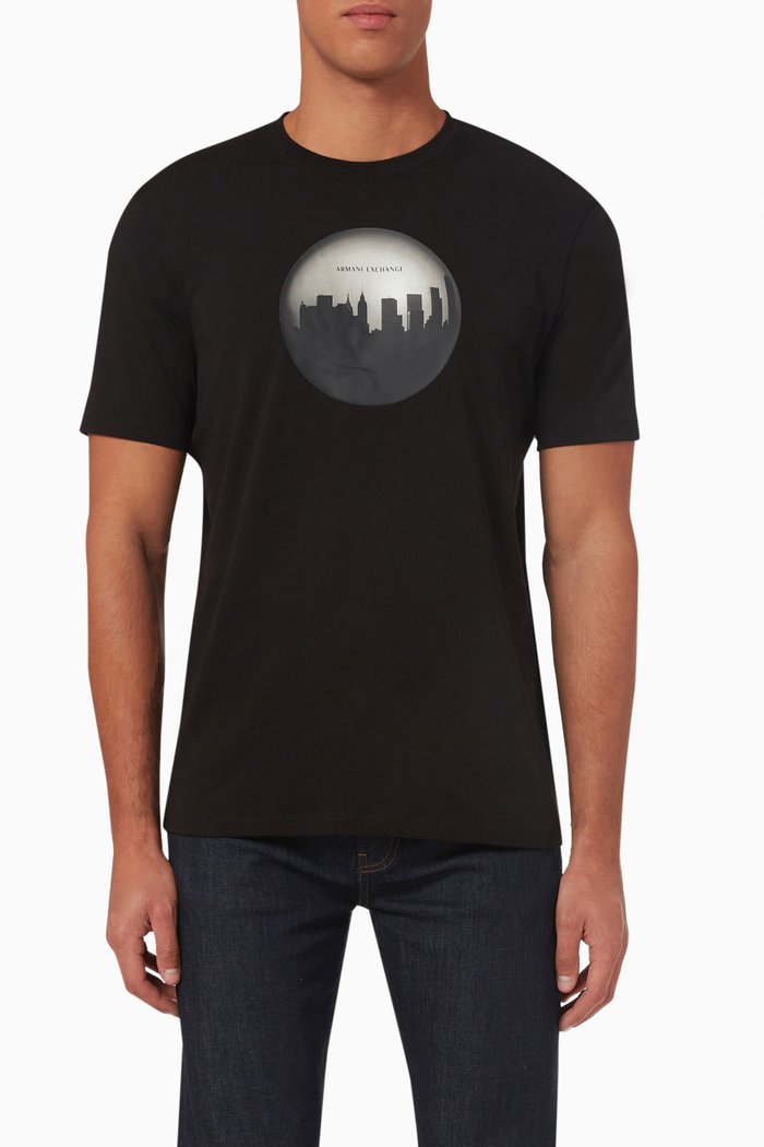 

Skyline Printed T-shirt in Cotton, Black