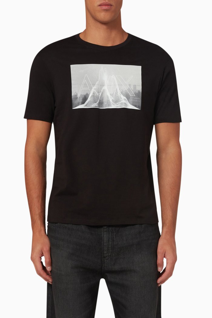 

Graphic Printed T-shirt in Cotton, Black