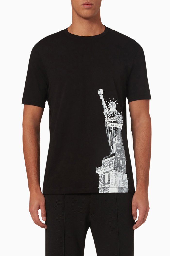 

Statue of Liberty Printed T-shirt in Cotton, Black