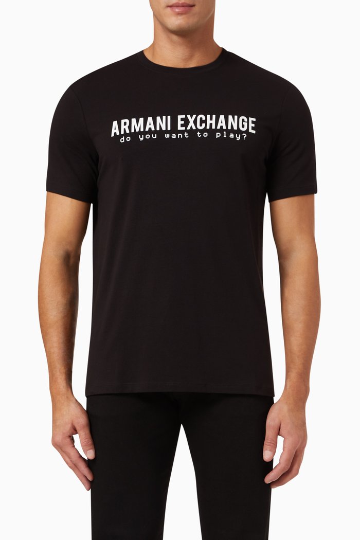 

Logo Print T-Shirt in Cotton, Black