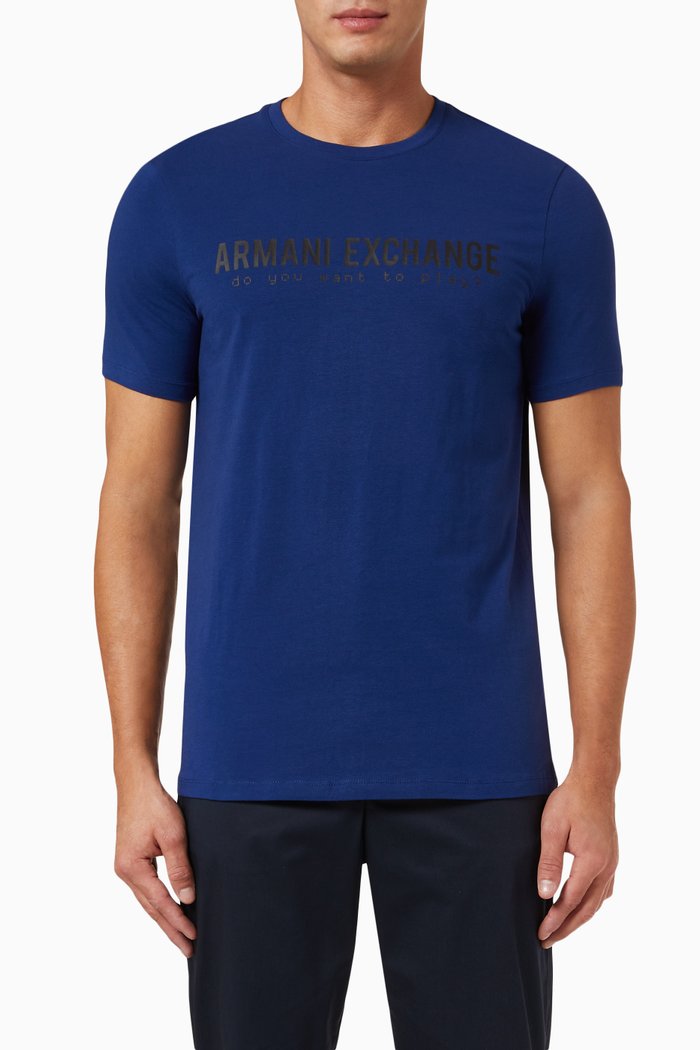 

Logo Print T-shirt in Cotton, Blue