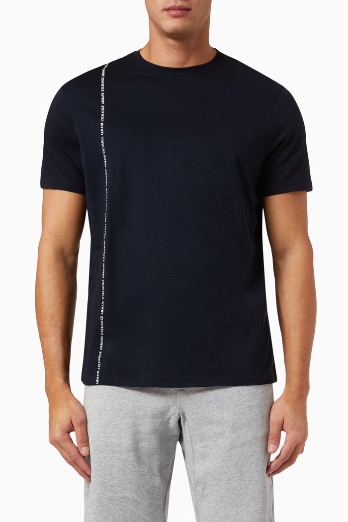 

Micro Logo Tape T-shirt in Cotton, Blue