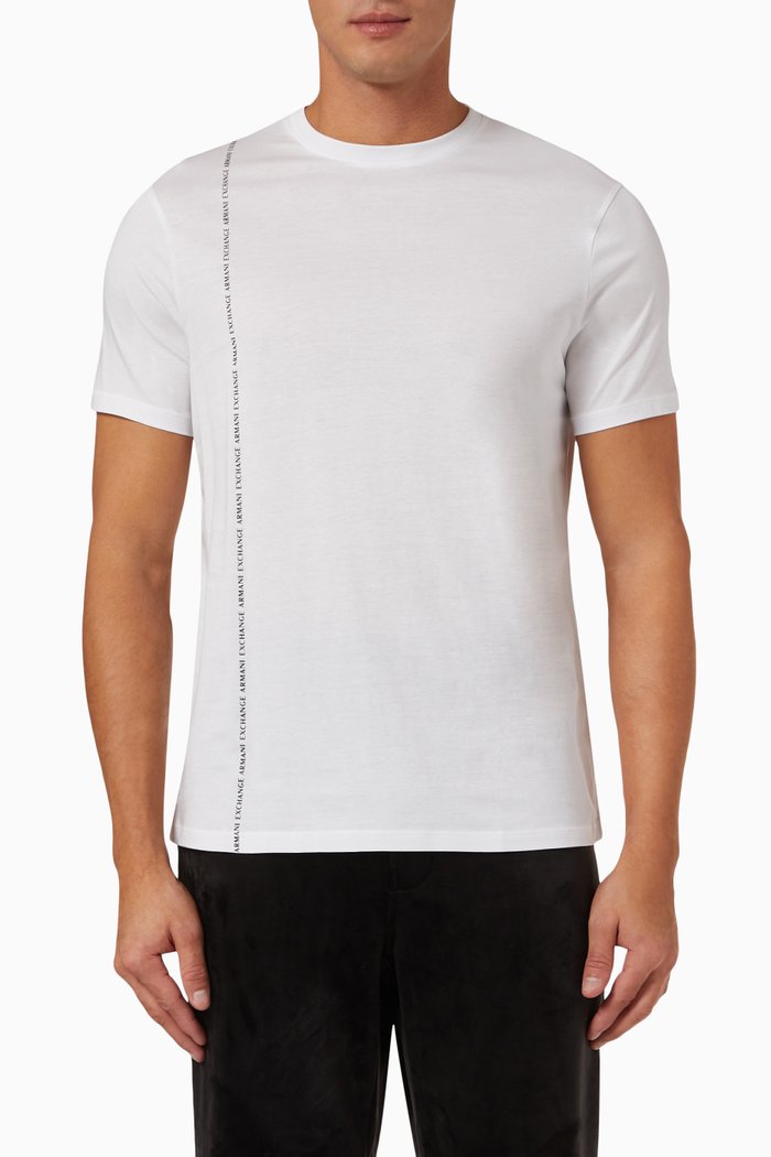 

Micro Logo Tape T-shirt in Cotton, White
